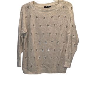 Miss Finch 100% Cotton Light Tan Sweater with Hole Cut Out S/M